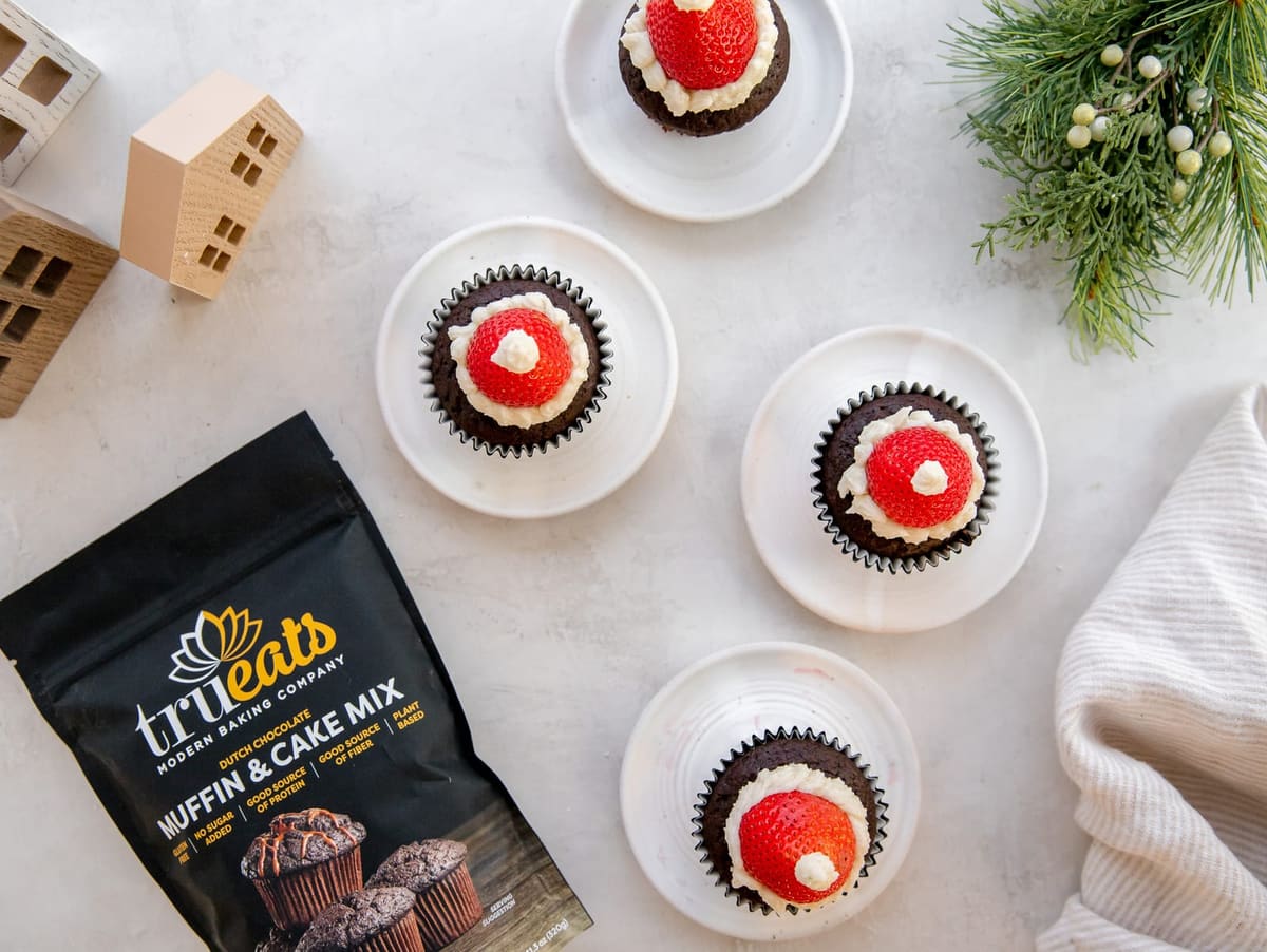 Santa Hat Cupcakes